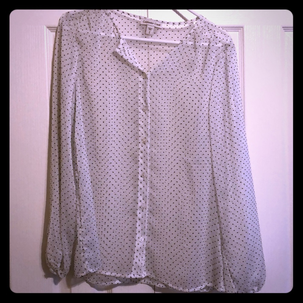 Coldwater Creek S White polka dot blouse